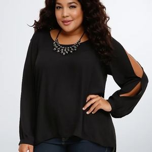 Torrid EMBELLISHED SPLIT BACK GEORGETTE BLOUSE